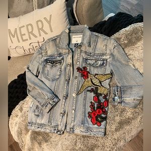 True religion. Jean jacket embroidered size small petite